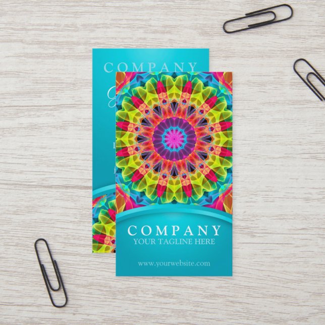 EnergiblommaMandala - gult/orange Visitkort (Fram/Back In Situ)