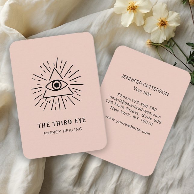 Energie Heiler Reiki Spirituell Visitenkarte Visitkort (Eye Illustration. Energy Healer Reiki Spiritual Business Card.)
