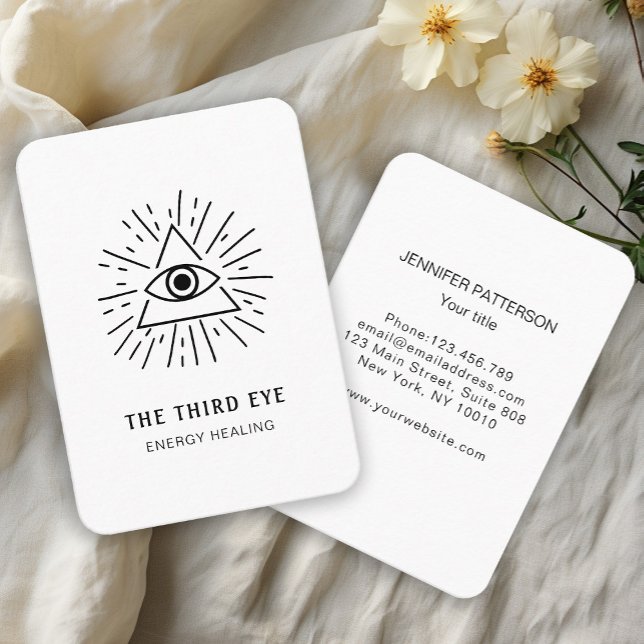 Energie Heiler Reiki Spirituell Visitkort (Eye Illustration. Energy Healer Reiki Spiritual Business Card.)
