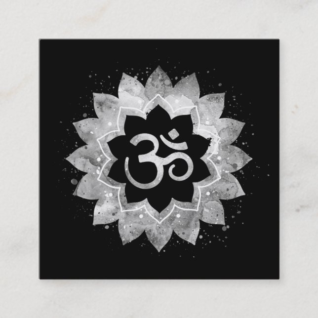 *~* Energiläkning Lotus Mandala Aum om symbol Fyrkantigt Visitkort (Framsida)