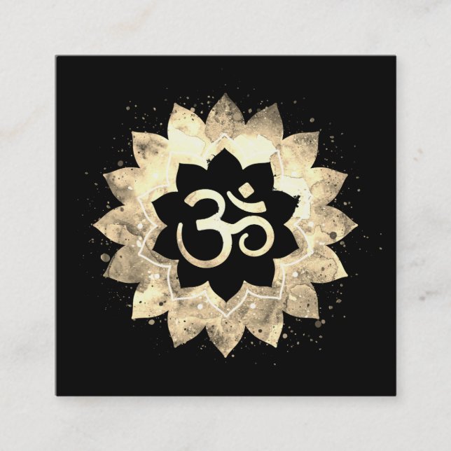 *~* Energiläkning Mandala Lotus Aum om symbol Fyrkantigt Visitkort (Framsida)