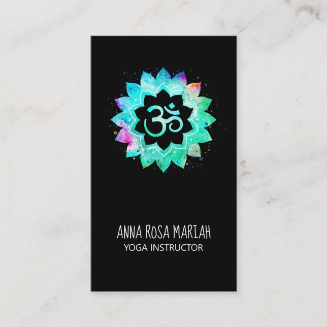 *~* Energilampor Lotus Mandala Aum om symbol Visitkort (Framsida)