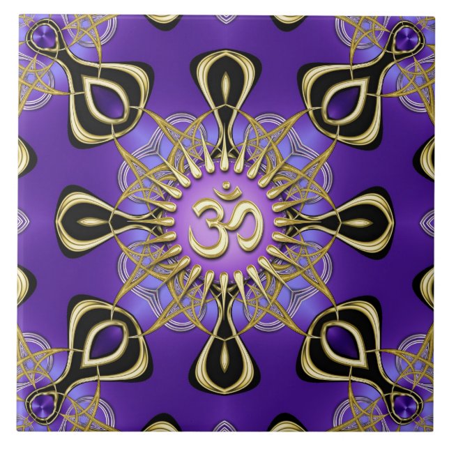 EnergiLila Guld om Geometry Mandala Kakelplatta (Framsidan)