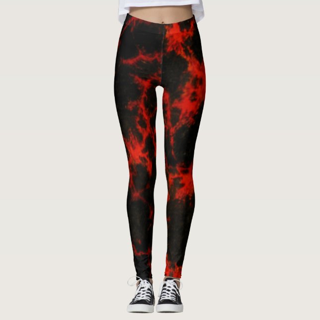 Energiröda och svarta glödlampor leggings (Framsida)