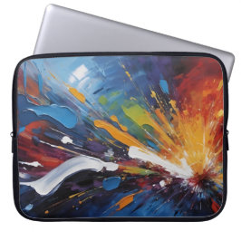 Energisk Abstrakt Färgrik Explosion Impasto Laptop Fodral