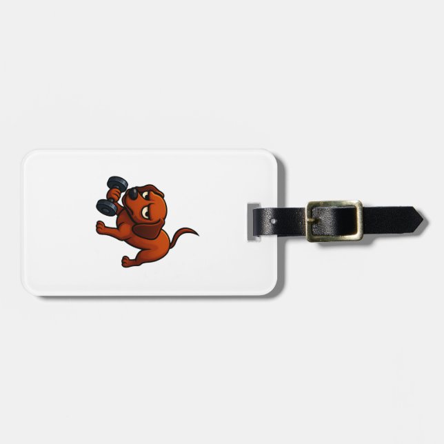 Energisk dachshund hantel komisk motivation bagagebricka (Horisontell Framsida)
