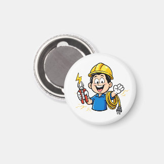 Energisk elektriker maskot blixtserie konst magnet