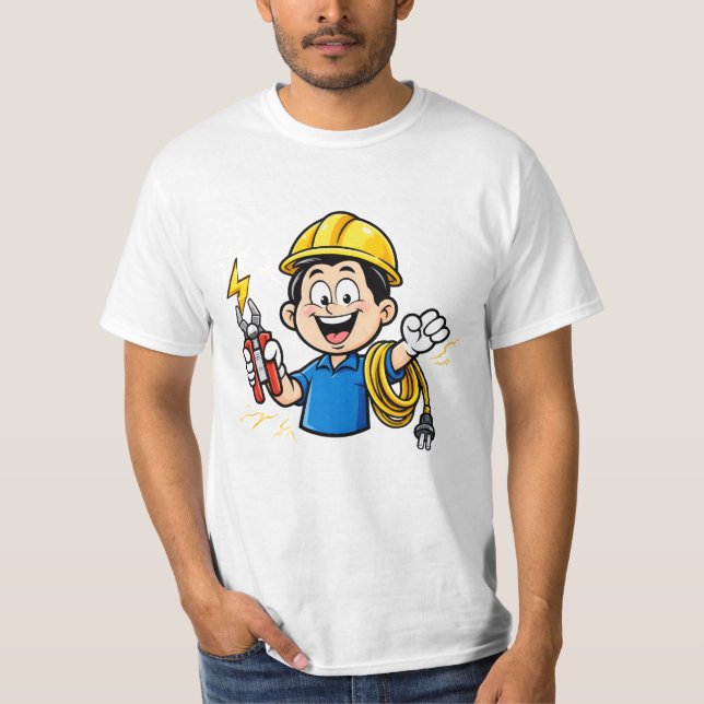 Energisk elektriker maskot blixtserie konst t shirt (Framsida)