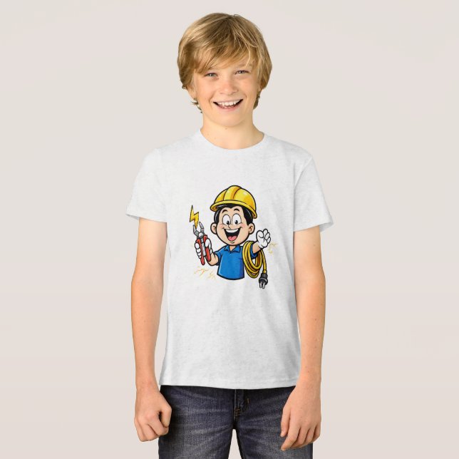 Energisk elektriker maskot blixtserie konst t shirt (Framsida Full)