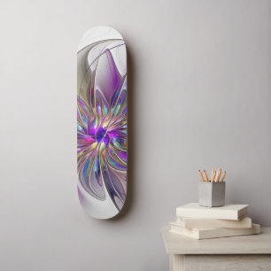 Energisk, Färgrik Abstrakt Fraktal Konst Blomma Mini Skateboard Bräda 18,5 Cm