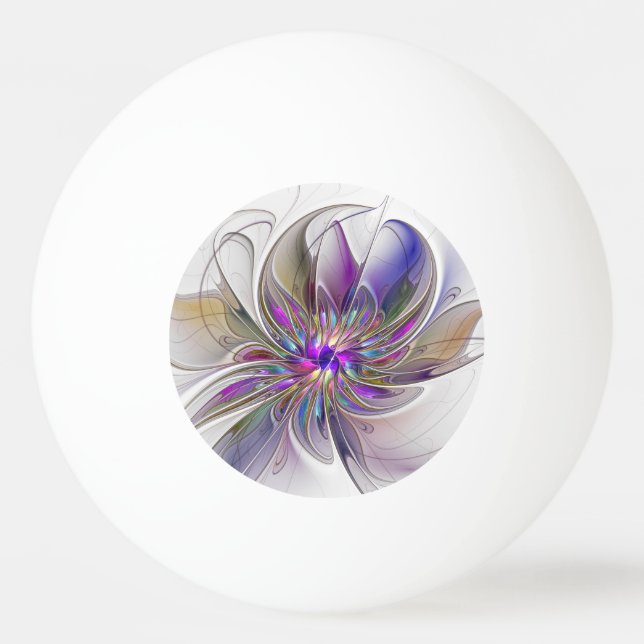 Energisk, Färgrik Abstrakt Fraktal Konst Blomma Pingisboll (Framsidan)