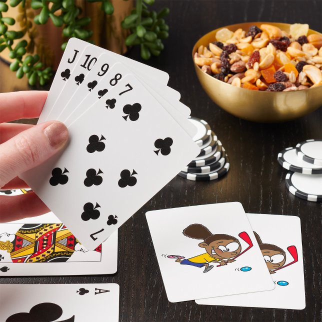 Energisk flicka som spelar hockey casinokort (Skapare uppladdad)