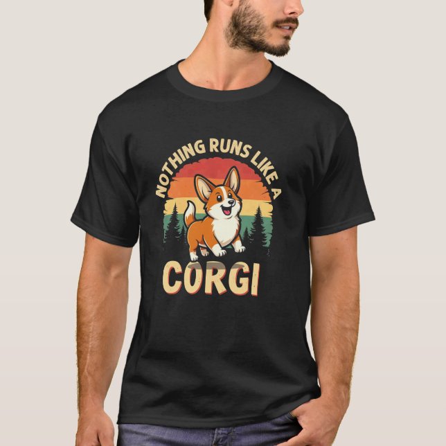 Energisk Ingenting Springar Som Corgi T-Shirt (Framsida)