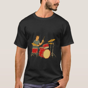 Energisk man som spelar trummor t shirt