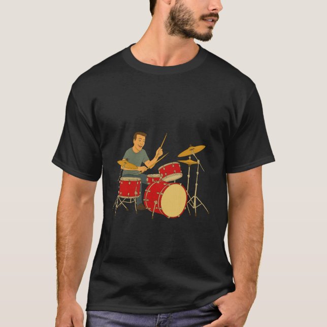 Energisk man som spelar trummor t shirt (Framsida)
