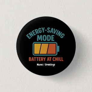 Energisparläge Batteri vid kylning Retro Funny Knapp