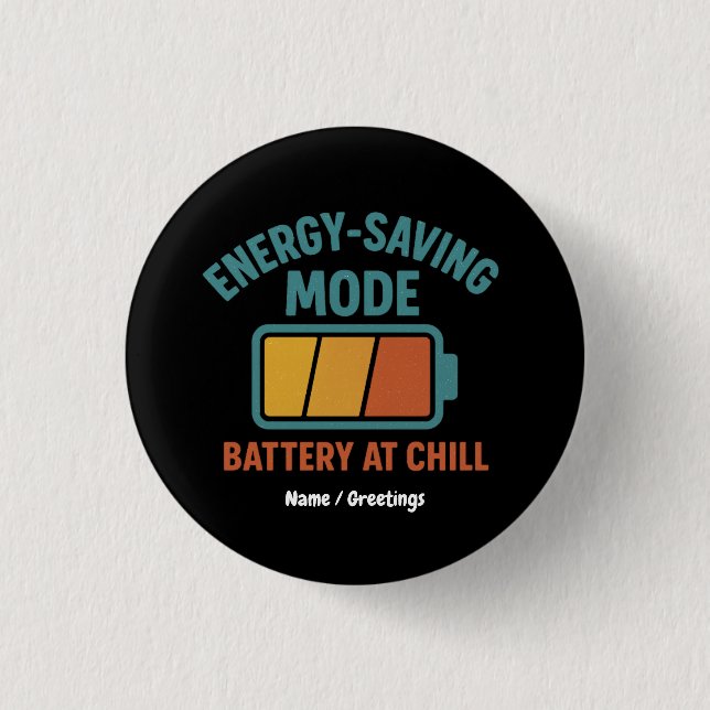 Energisparläge Batteri vid kylning Retro Funny Knapp (Framsida)