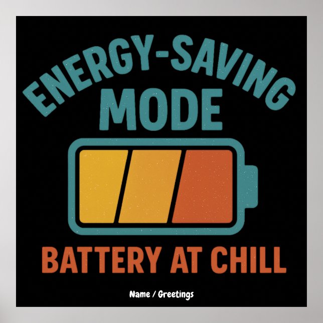 Energisparläge Batteri vid kylning Retro Funny Poster (Framsidan)