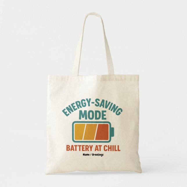 Energisparläge Batteri vid kylning Retro Funny Tygkasse (Framsidan)