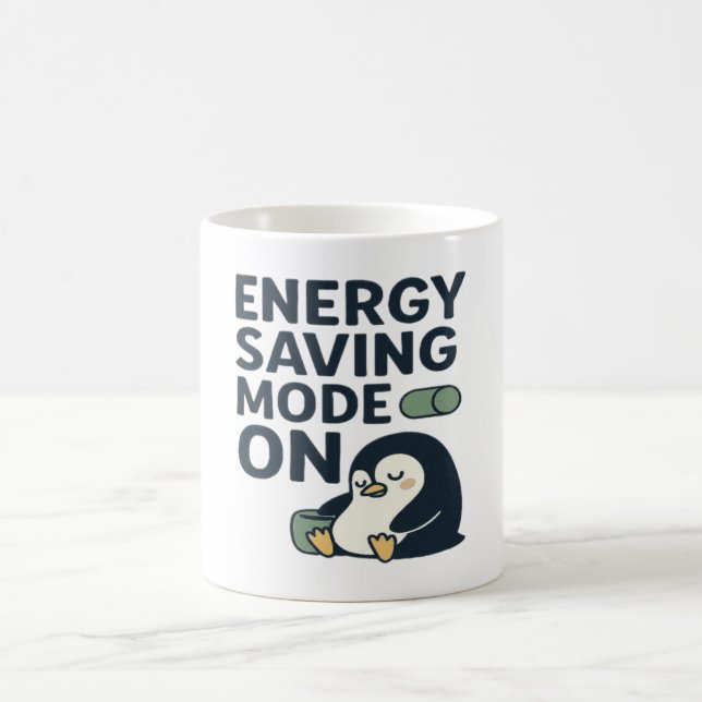 Energisparläge på - Söt pingvindesign Kaffemugg (Center)
