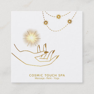 *~* Energiuppvärmning - Guld Cosmic Stars Händer Fyrkantigt Visitkort