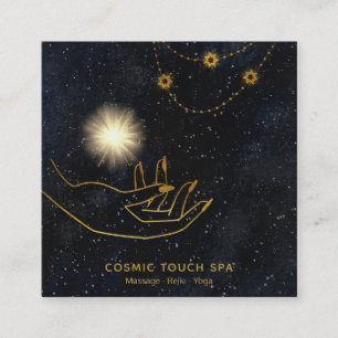 *~* Energiuppvärmning Guld Cosmic Stars Händer Fyrkantigt Visitkort