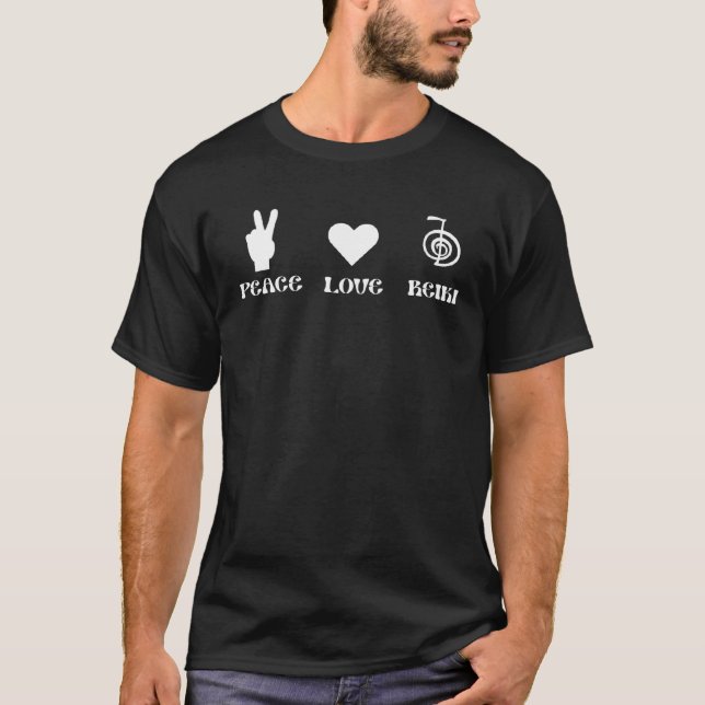 Energy Chakra Holistic Healing Händer Peace Kärlek T Shirt (Framsida)
