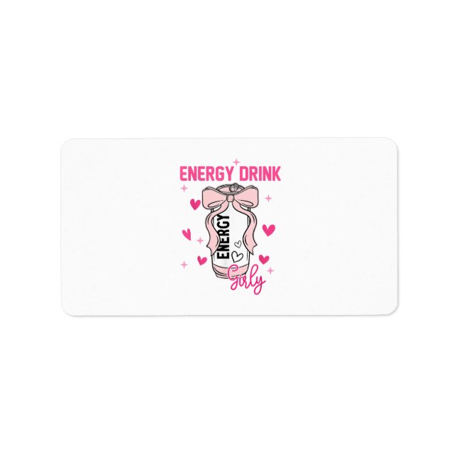 Energy Drink Girly Funy Drinking Älskare Design Adressetikett (Framsidan)