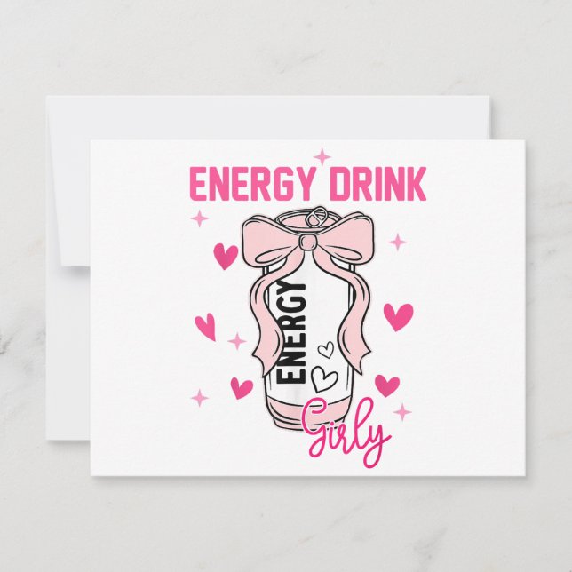 Energy Drink Girly Funy Drinking Älskare Design Inbjudningar (Framsida)