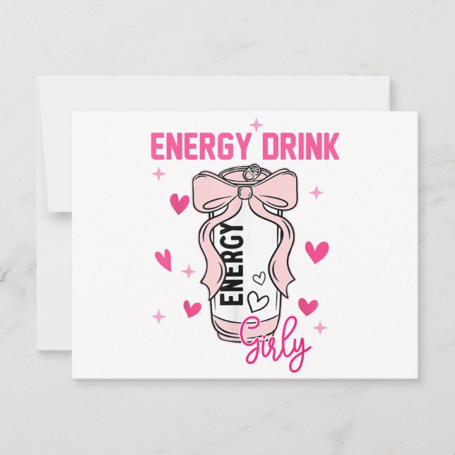 Energy Drink Girly Funy Drinking Älskare Design Spara Datumet (Framsida)