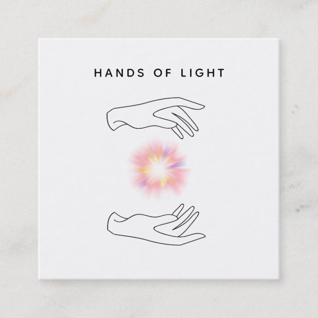 *~* Energy Händer Boll of Reiki Light Healning Fyrkantigt Visitkort (Framsida)