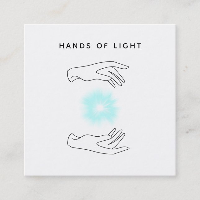 *~* Energy Händer Boll + Reiki Light Healning Fyrkantigt Visitkort (Framsida)