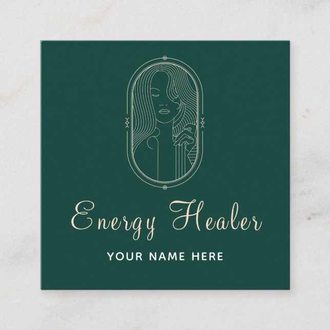 Energy Healer Andlig Line Art Deco Reiki Master Fyrkantigt Visitkort (Framsida)
