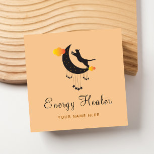 Energy Healer Black Cat Psychic Fortune Teller Fyrkantigt Visitkort