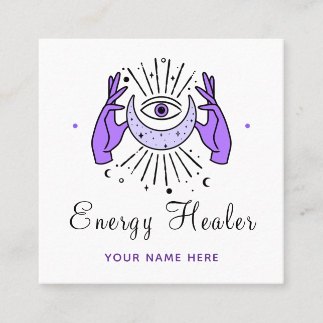 Energy Healer Fortune Teller Magic Händer & Öga Fyrkantigt Visitkort (Framsida)