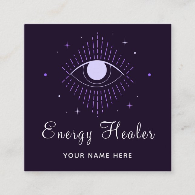 Energy Healer Fortune Teller Magic Öga Stars Fyrkantigt Visitkort (Framsida)