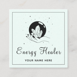 Energy Healer Fortune Teller Mystic Hand Social Fyrkantigt Visitkort