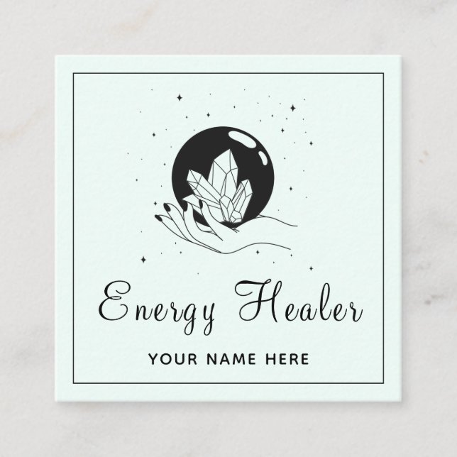 Energy Healer Fortune Teller Mystic Hand Social Fyrkantigt Visitkort (Framsida)