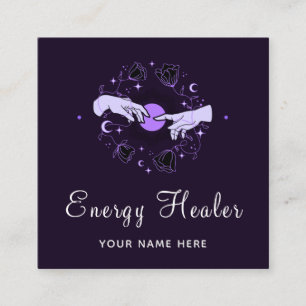 Energy Healer Fortune Teller Mystical Mörk Lila Fyrkantigt Visitkort