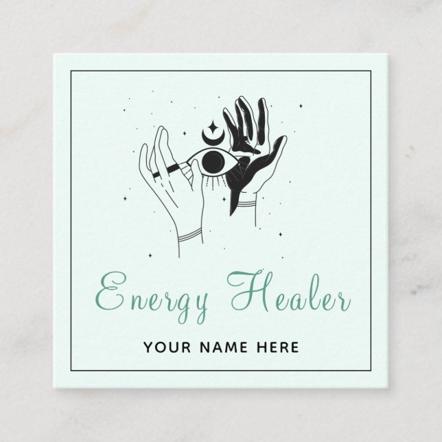 Energy Healer Mystic Händer Tredje Öga Cosmic Mode Fyrkantigt Visitkort (Framsida)