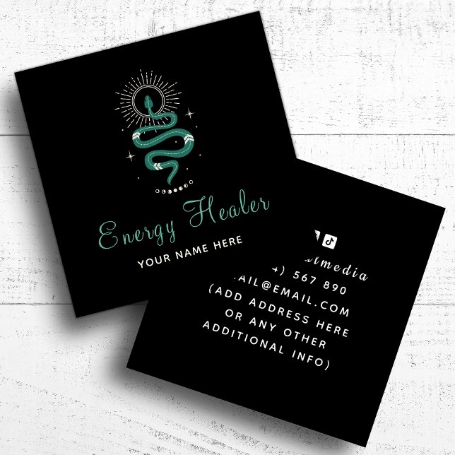 Energy Healer Mystic Snake Psychic Fortune Teller Fyrkantigt Visitkort (Skapare uppladdad)