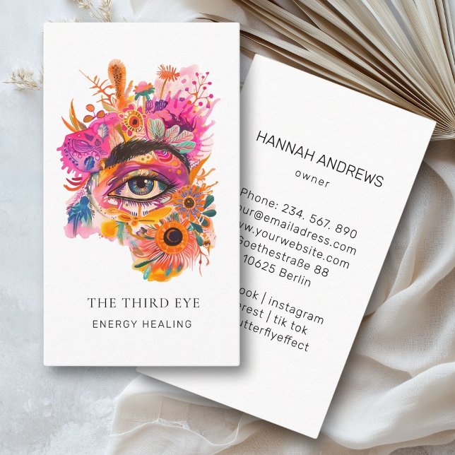 Energy Healer Reiki Andlig Visitkort (Energy Healer Reiki Spiritual Business Card Watercolor)
