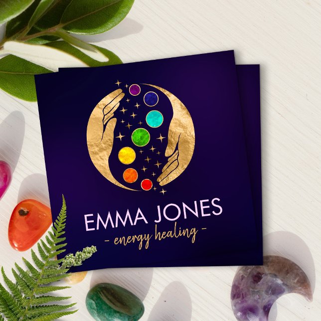 Energy Healing Händer - Chakras Fyrkantigt Visitkort (Skapare uppladdad)