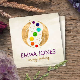 Energy Healing Händer - Chakras Fyrkantigt Visitkort