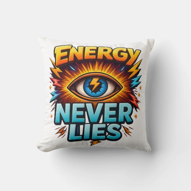 Energy Never Lies – Electric Eye Power Logodesign Kudde (Framsida)