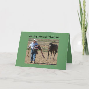 Enfaldig gammal cowboy- och hästfödelsedag kort