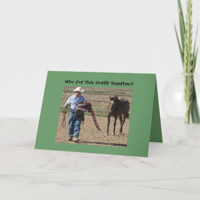 Enfaldig gammal cowboy- och hästfödelsedag kort (Framsida)