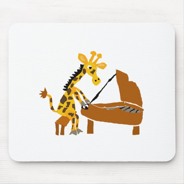 Enfaldig giraff som leker pianot musmatta (Framsidan)