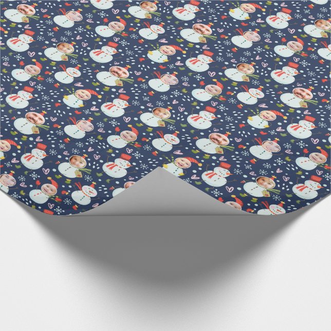 Enfaldig helgdag för snögubbeansiktefoto som slår presentpapper (Hörn)