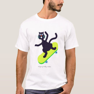 enfaldig katt på skateboarden t-shirt